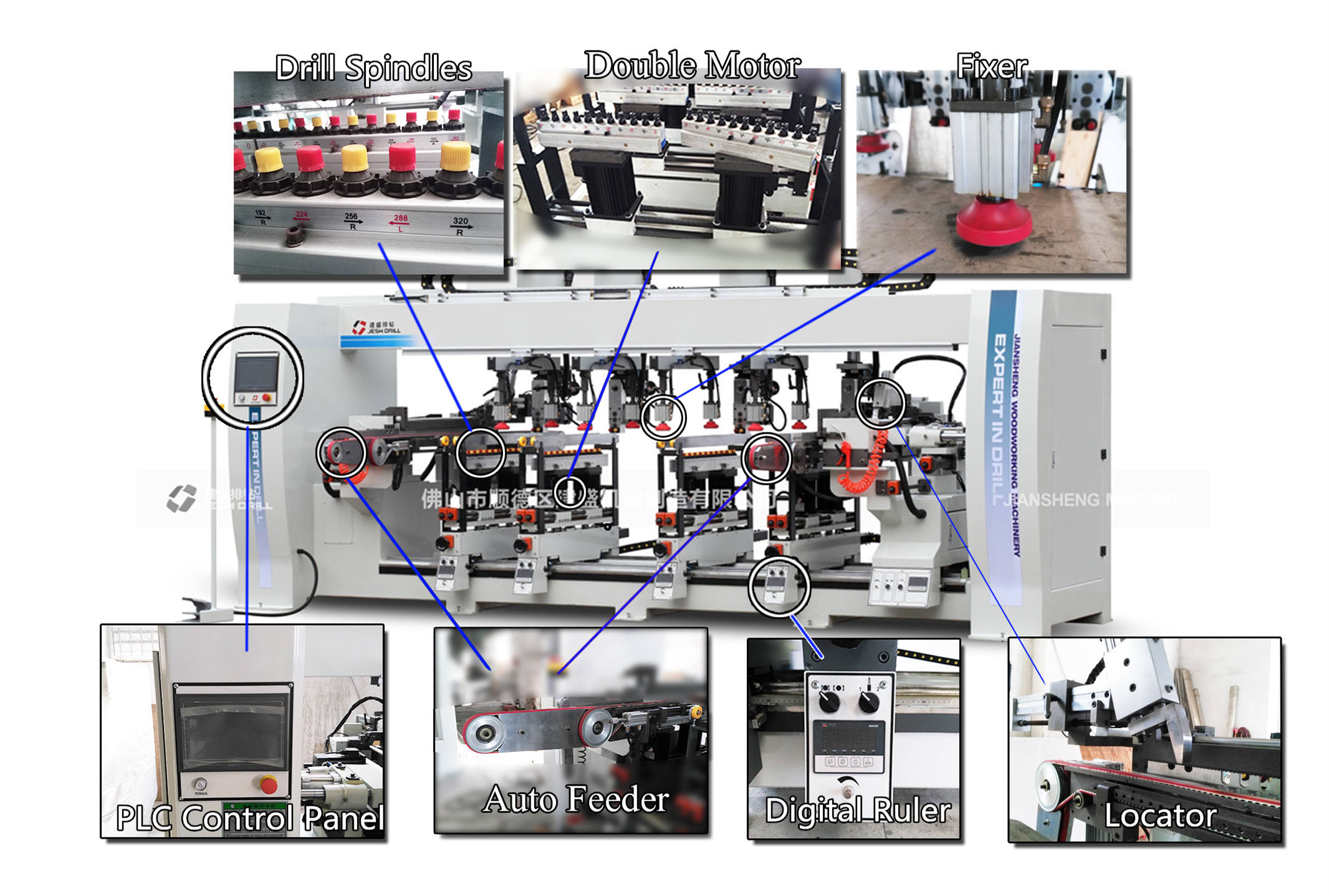 Woodworking ten line boring machine